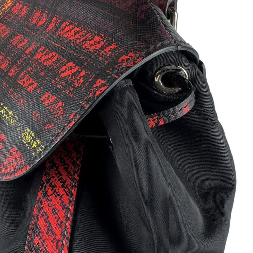 Prada Regal Check Print Black and Red Backpack - Picture 7 of 10